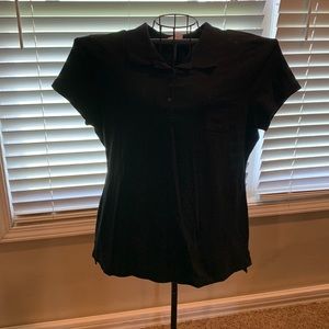 Black small placket polo style shirt